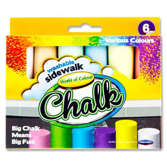 Box of 6 Jumbo Coloured Sidewalk Chalk by World of Colour