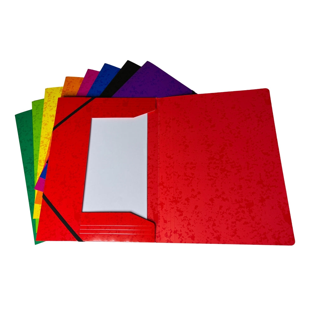 A4 Red Card 3 Flap Folder With Elastic Closure