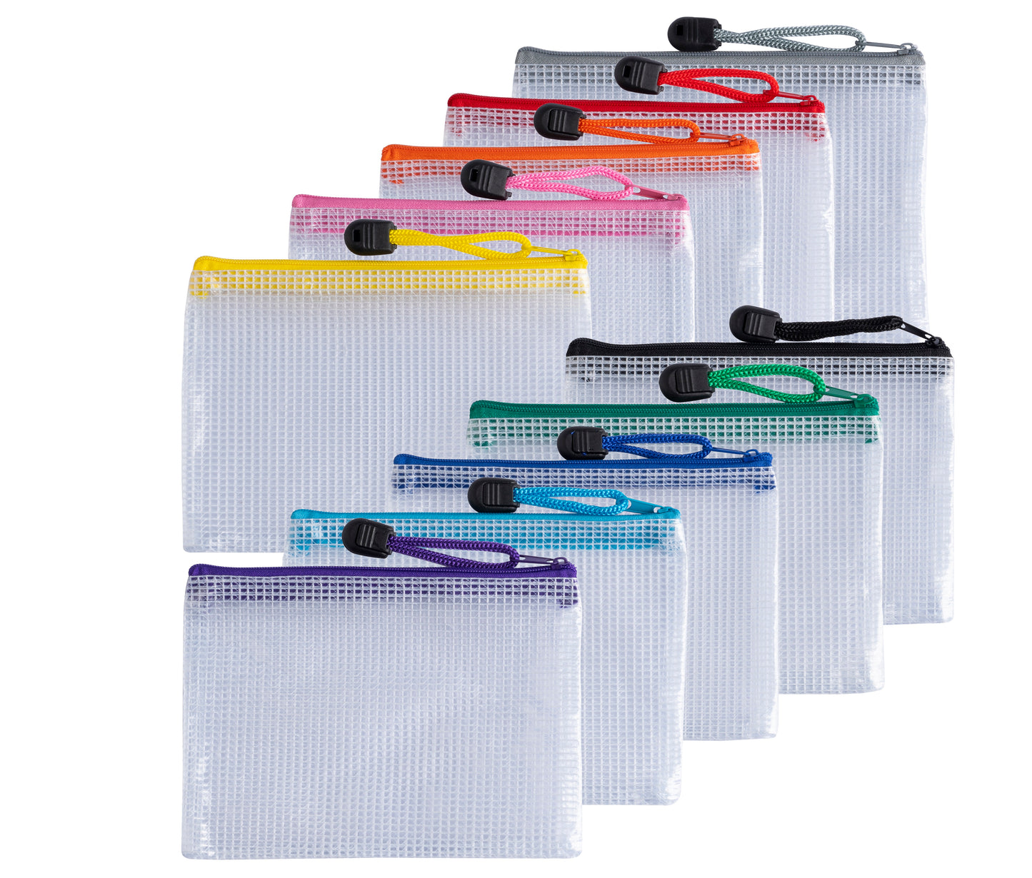 Pack of 12 A6 Black PVC Mesh Zip Bags