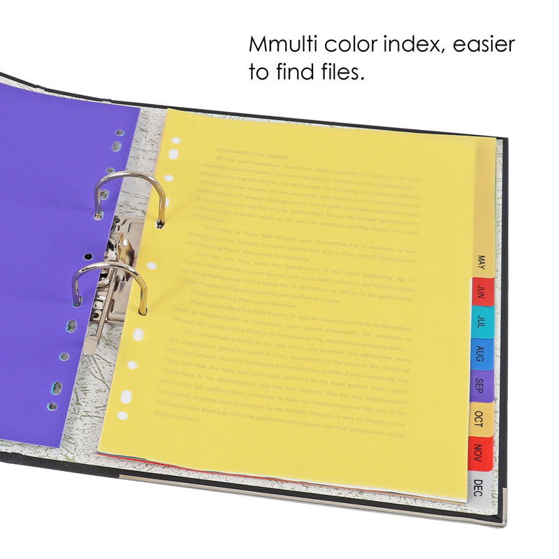 A4 Jan-Dec Month Coloured Tab Index Dividers - January to December