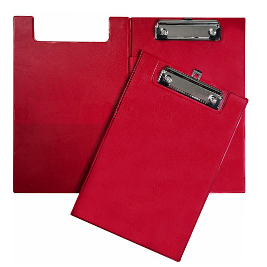 A5 Red Foldover Clipboard with Pen Holder