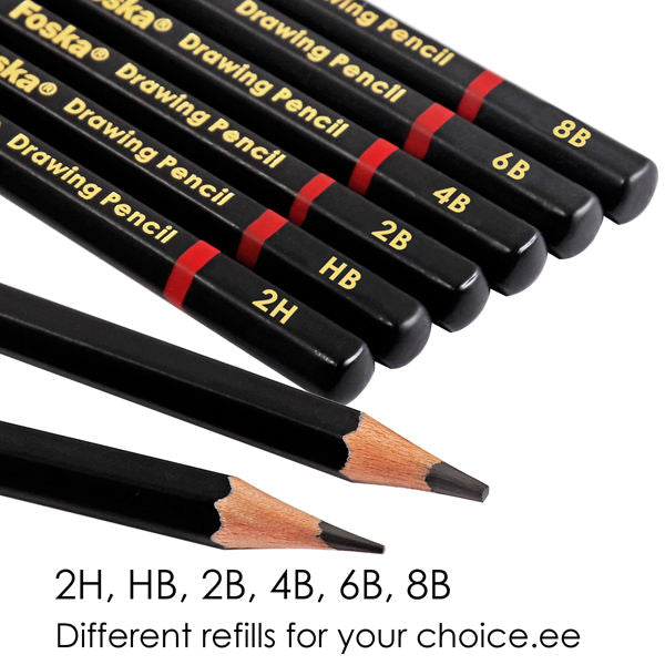 Pack of 12 Professional Quality Sketch Drawing 2H Pencils