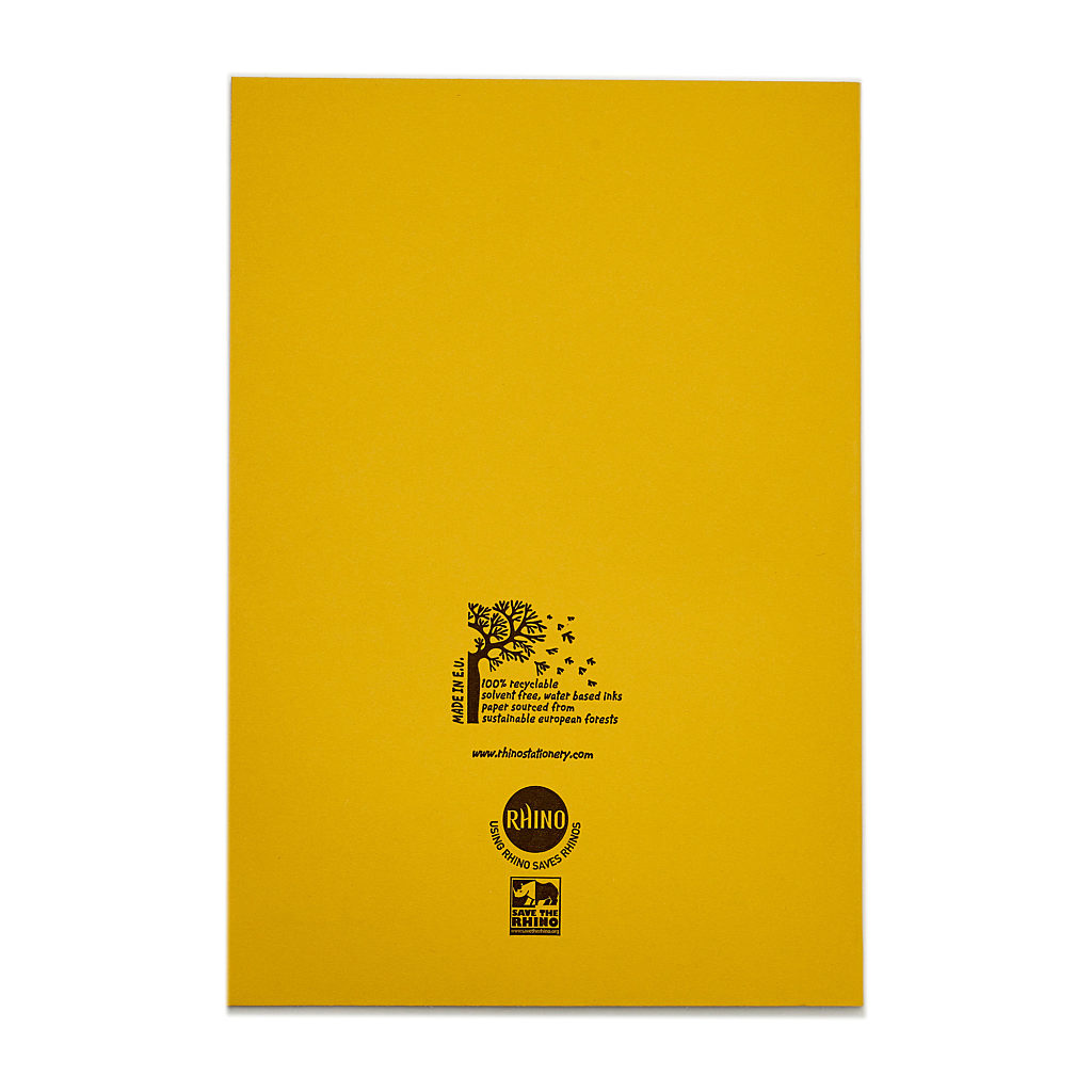 Rhino A4 48 Page Yellow with Cream Tinted Paper 12mm Lined with Margin Exercise Book