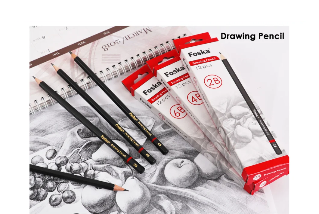 Pack of 12 Professional Quality Sketch Drawing HB Pencils