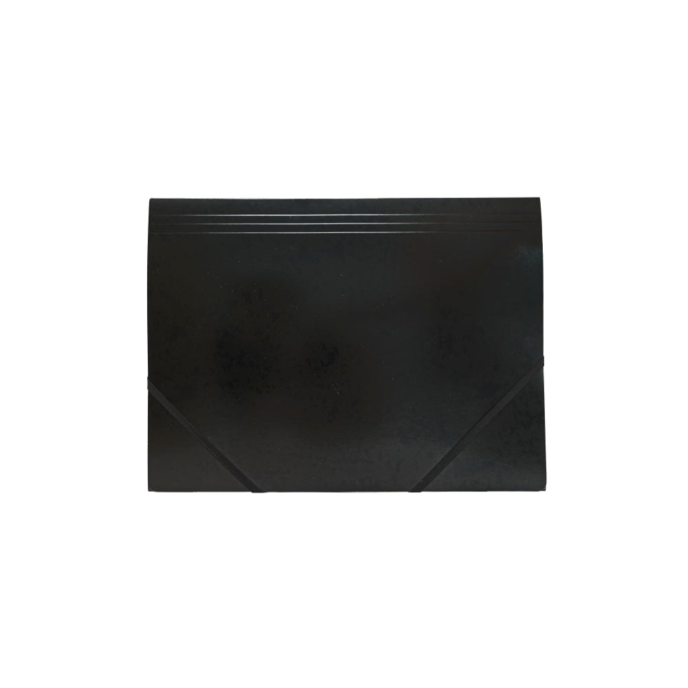 A4 Black Card 3 Flap Folder With Elastic Closure