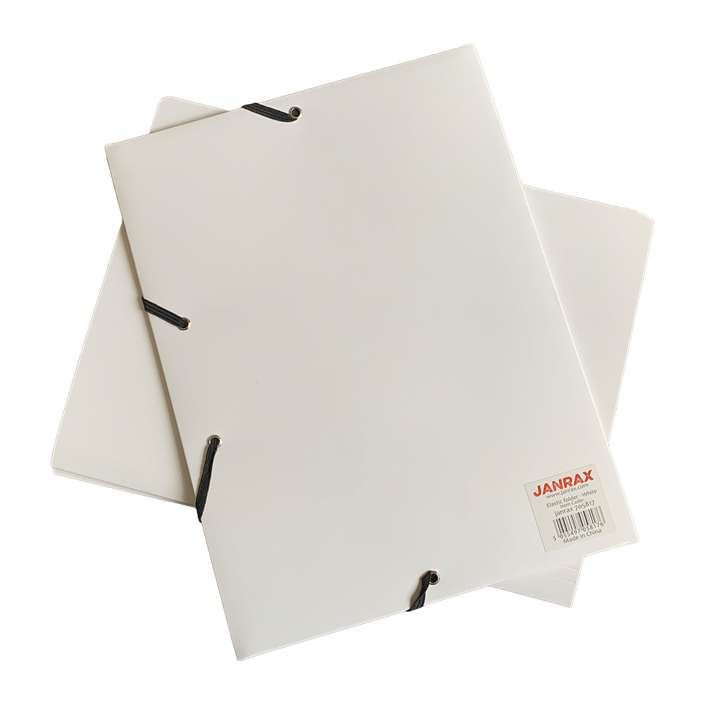 Janrax A4 White Laminated Card 3 Flap Folder with Elastic Closure