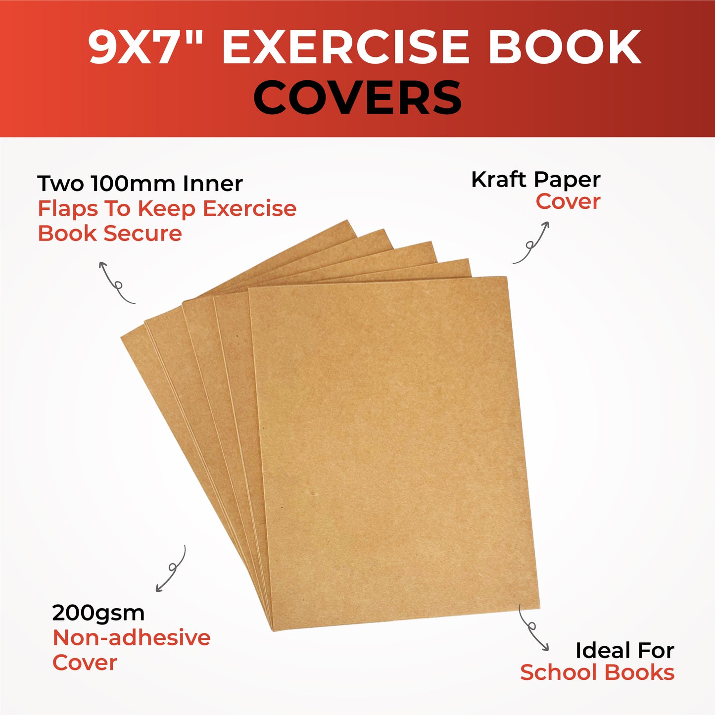 Pack of 5 9x7" Kraft Paper Exercise Book Covers by Janrax