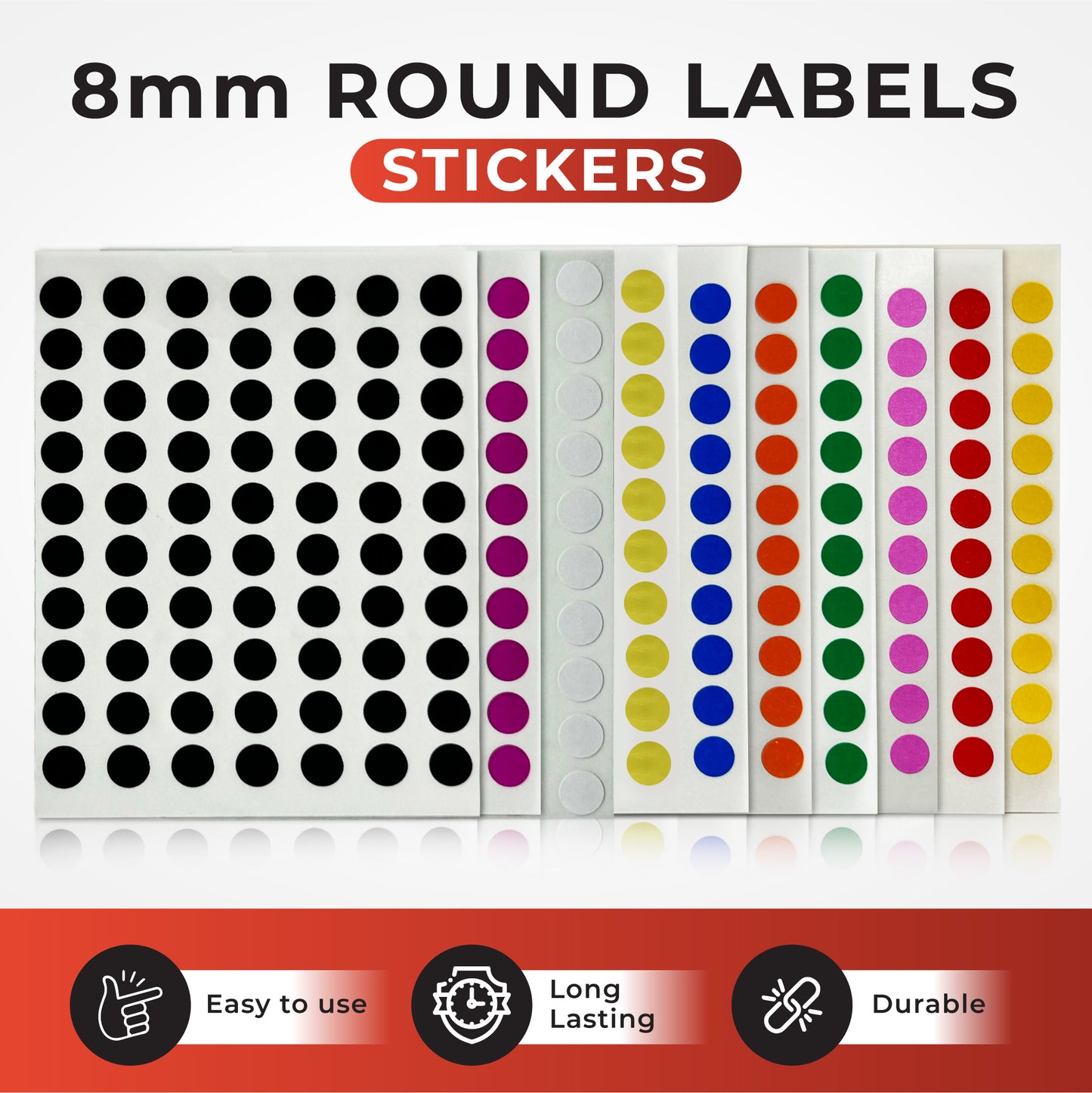 Pack of 560 Yellow 8mm Round Labels - Stickers